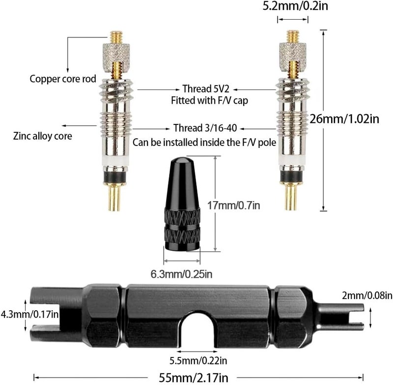 Ciomszan Presta Valve Core Bike Valve Core Removal Tool MTB Tire Valve Stem Repair, Bicycle Valve Core Replacements Set, Presta & Schrader Valve Stem Remover Tool Kit - Image 2